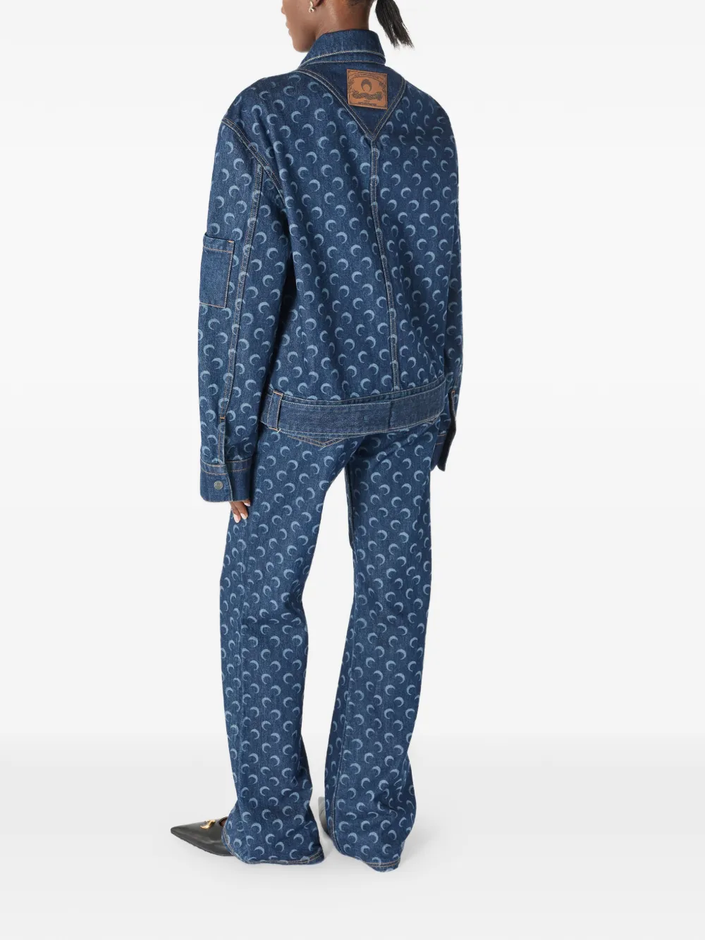  Marine Serre Vaqueros Con Estampado De Luna Creciente - Azul 