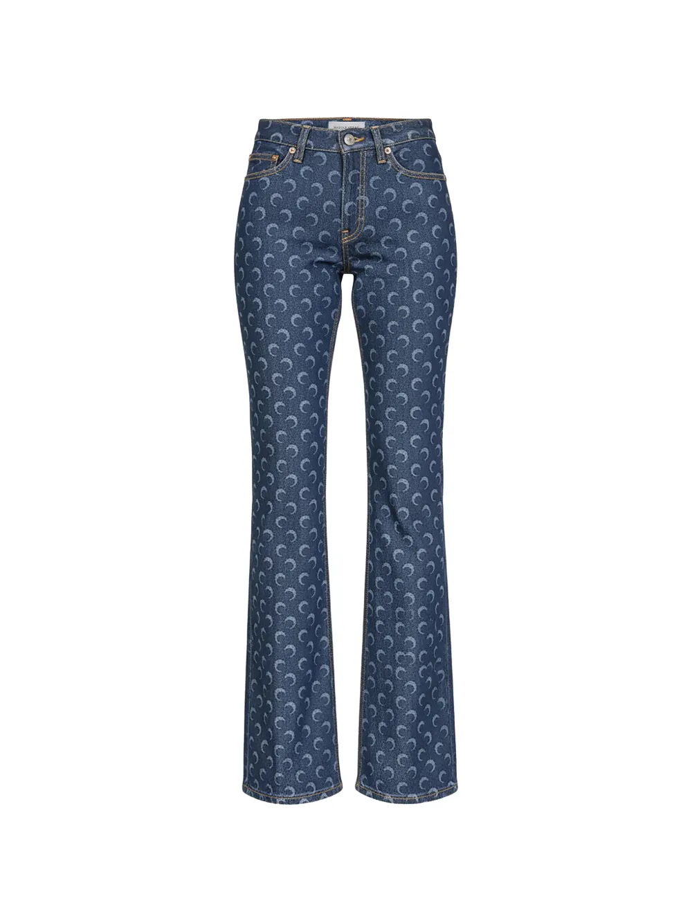 Marine Serre crescent moon-print jeans - Blau