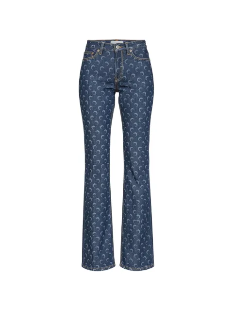 Marine Serre jeans con lunas crecientes estampadas