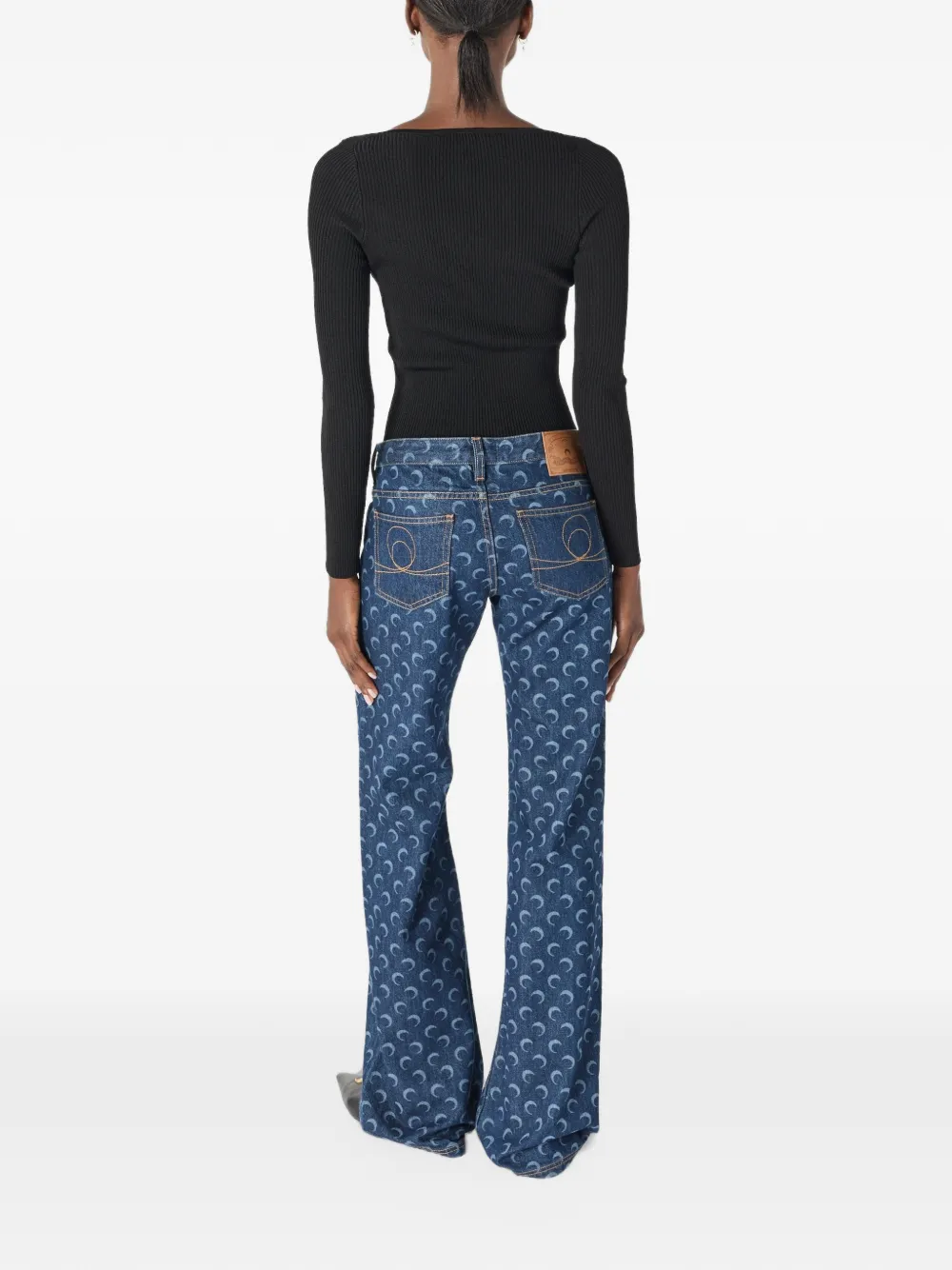 Marine Serre Jeans met halve maan print Blauw