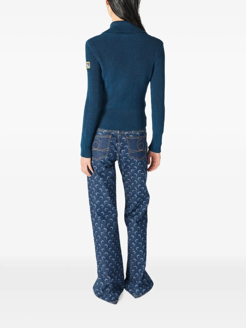 Marine Serre Jeans met halve maan print Blauw