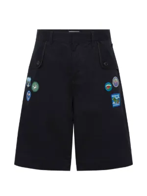 Off-White Patch wide-leg Denim Shorts | Black | FARFETCH