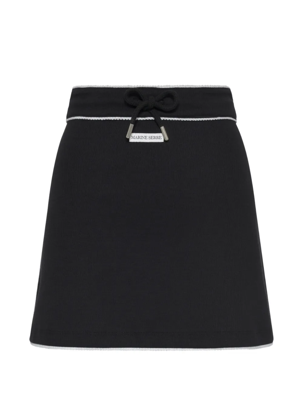 Marine Serre ribbed drawstring waist mini skirt - Nero