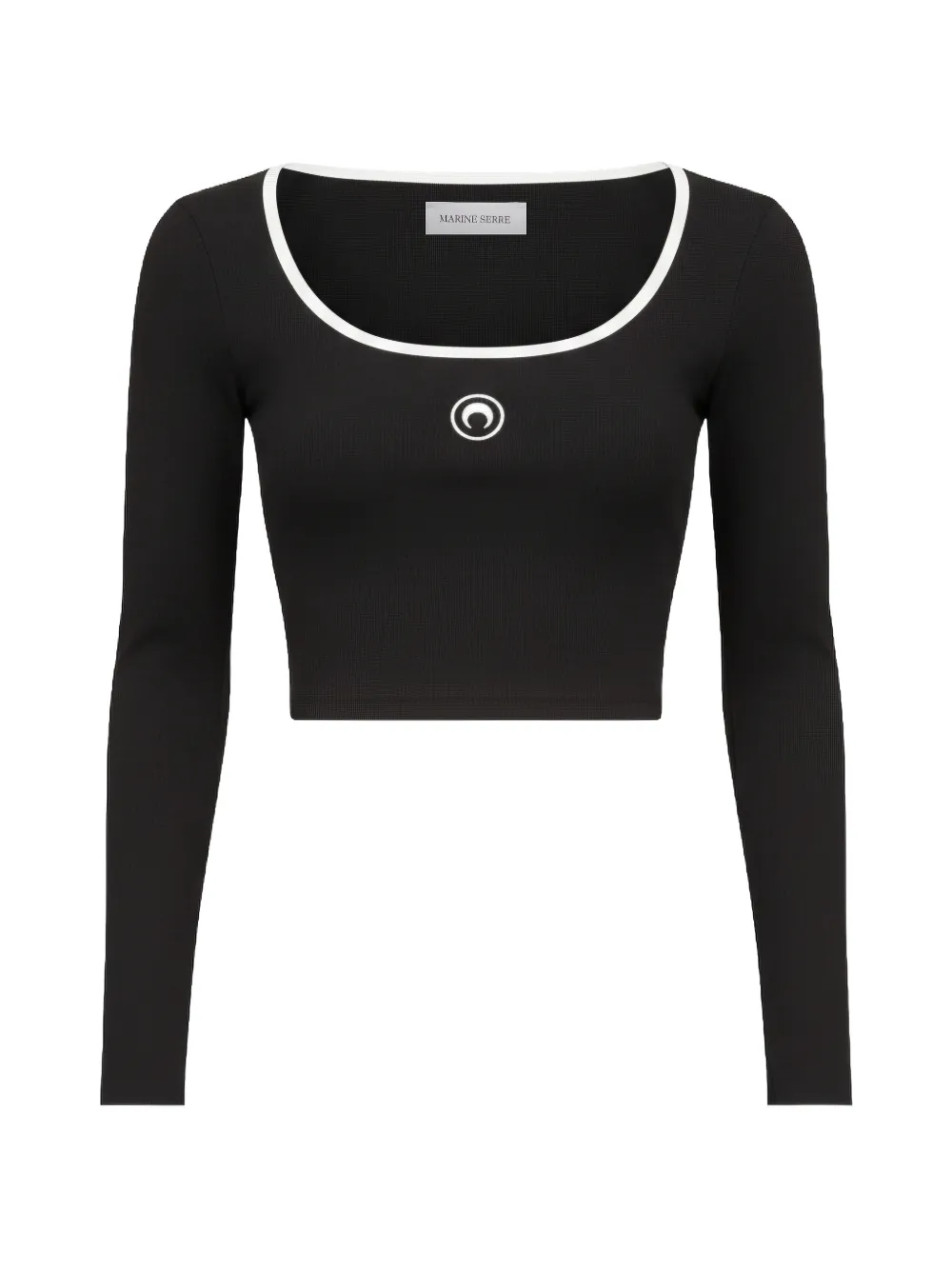 Marine Serre logo-embroidery jersey top - Nero