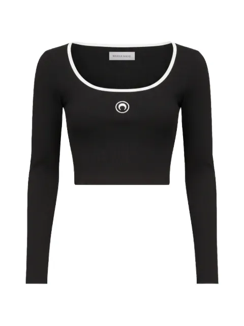 Marine Serre logo-embroidery jersey top