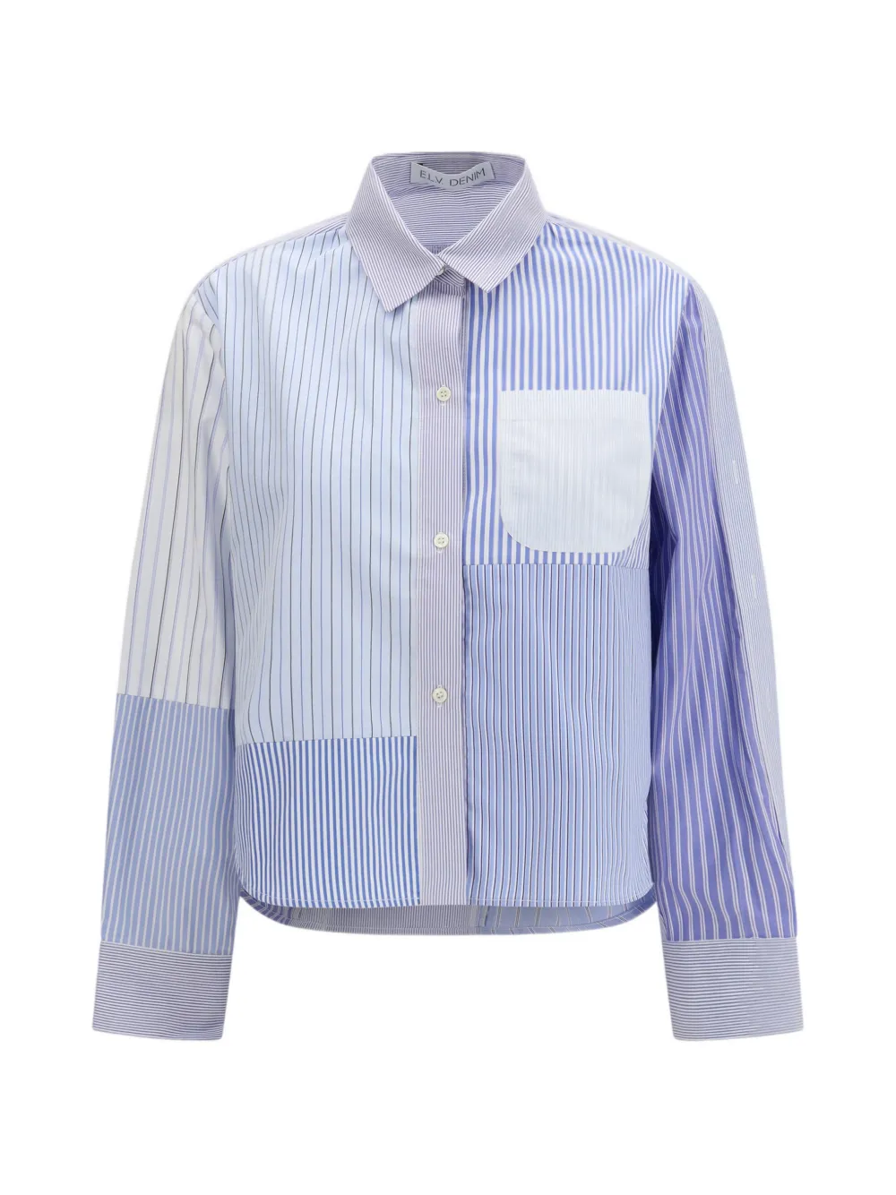 E.L.V DENIM Emilie striped pocket shirt - Blu