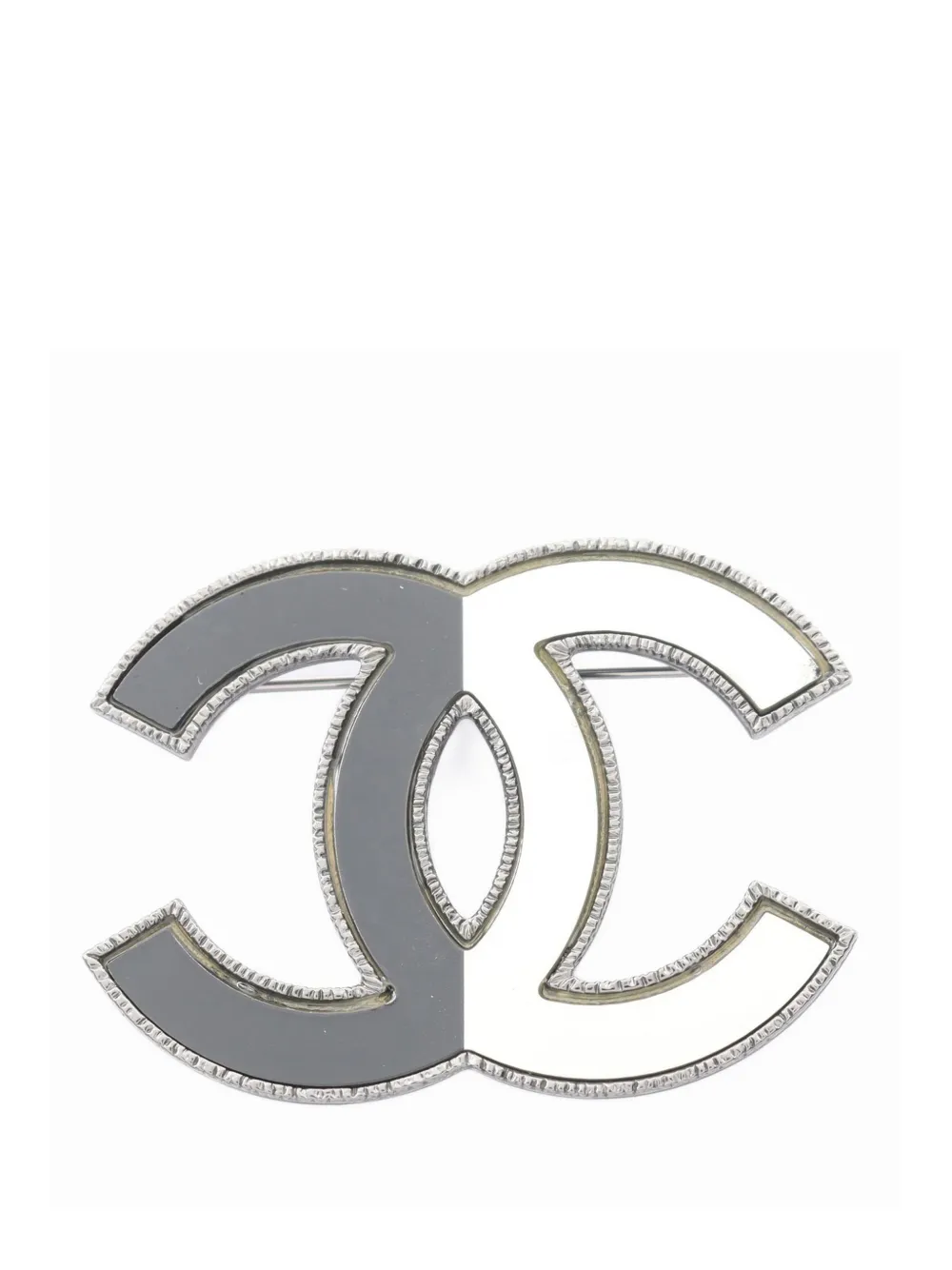 CHANEL Pre-Owned 2016 Stainless Steel Enamel CC Brooch costume brooch - Argento