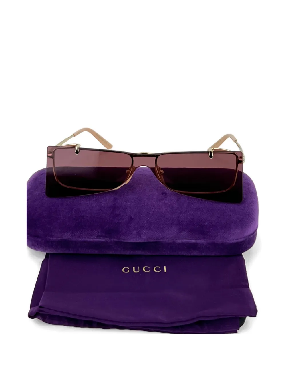 Gucci Pre-Owned Flip-Up rectangle sunglasses - Oro