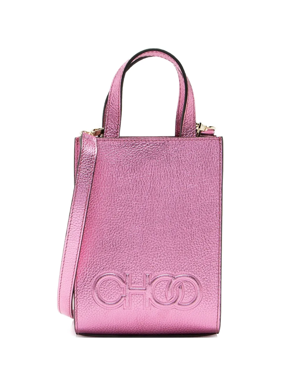 Pre-owned Jimmy Choo Mini Metallic Leather Mini Tote Bag In Pink