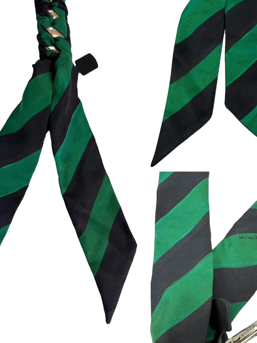 Fendi Pre-owned Silk Stripe Bag Strap in Green, view 5