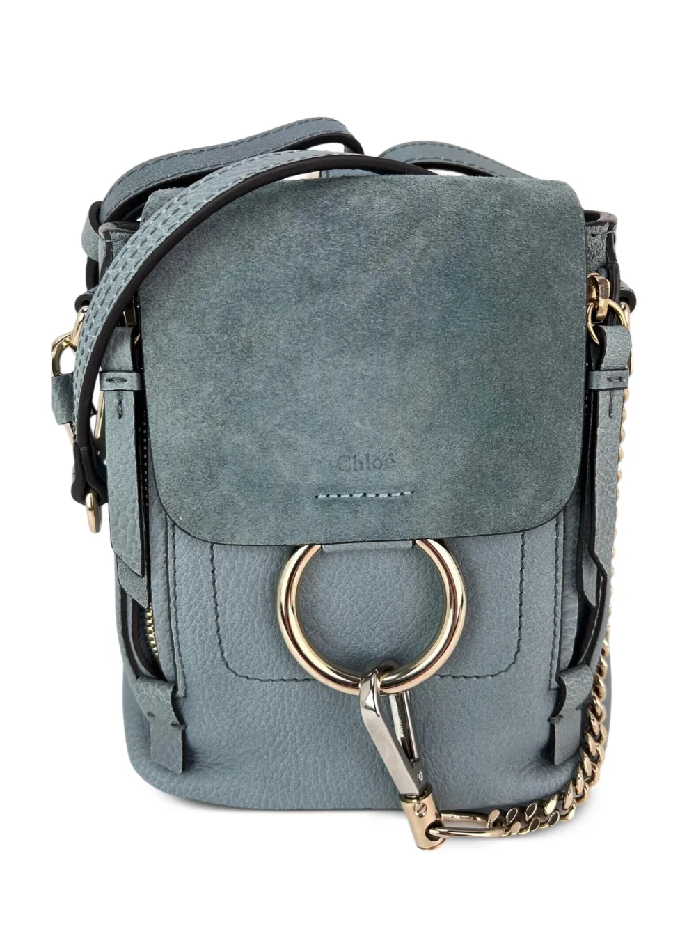 Chloé Vintage mini Faye suede leather backpack - Blu