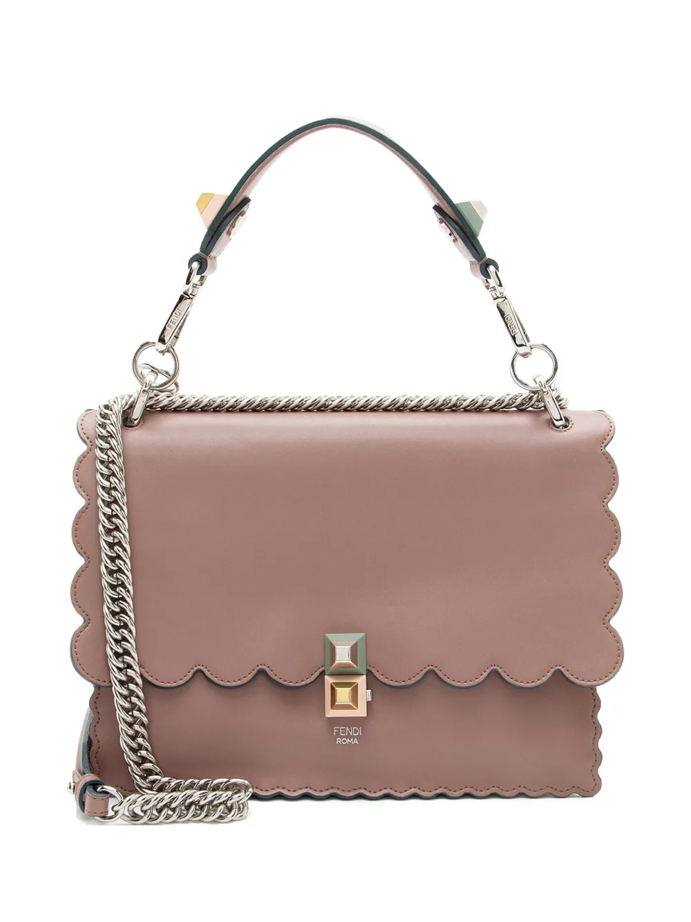 Fendi Pre-Owned medium Kan I studded scalloped leather tote bag - Rosa