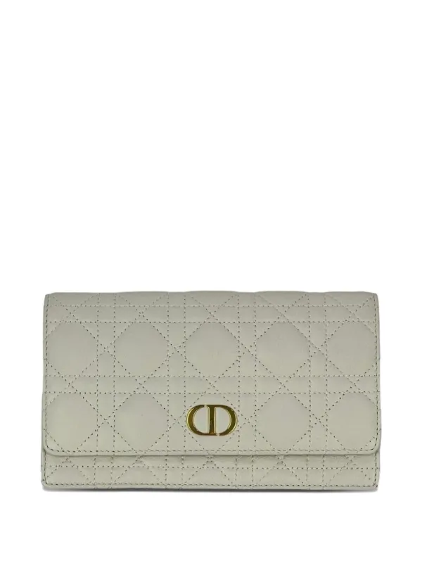 Dior Pre-owned Caro Cannage Logo Clutch Bag in Neutrals