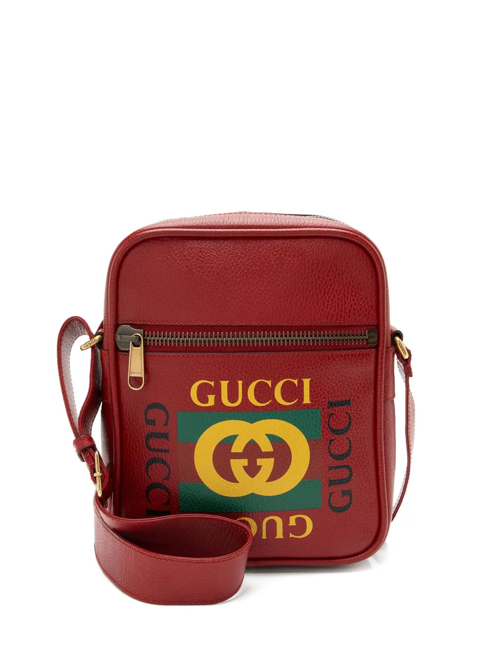 Gucci Pre-Owned 2017 logo leather messenger bag - Rosso