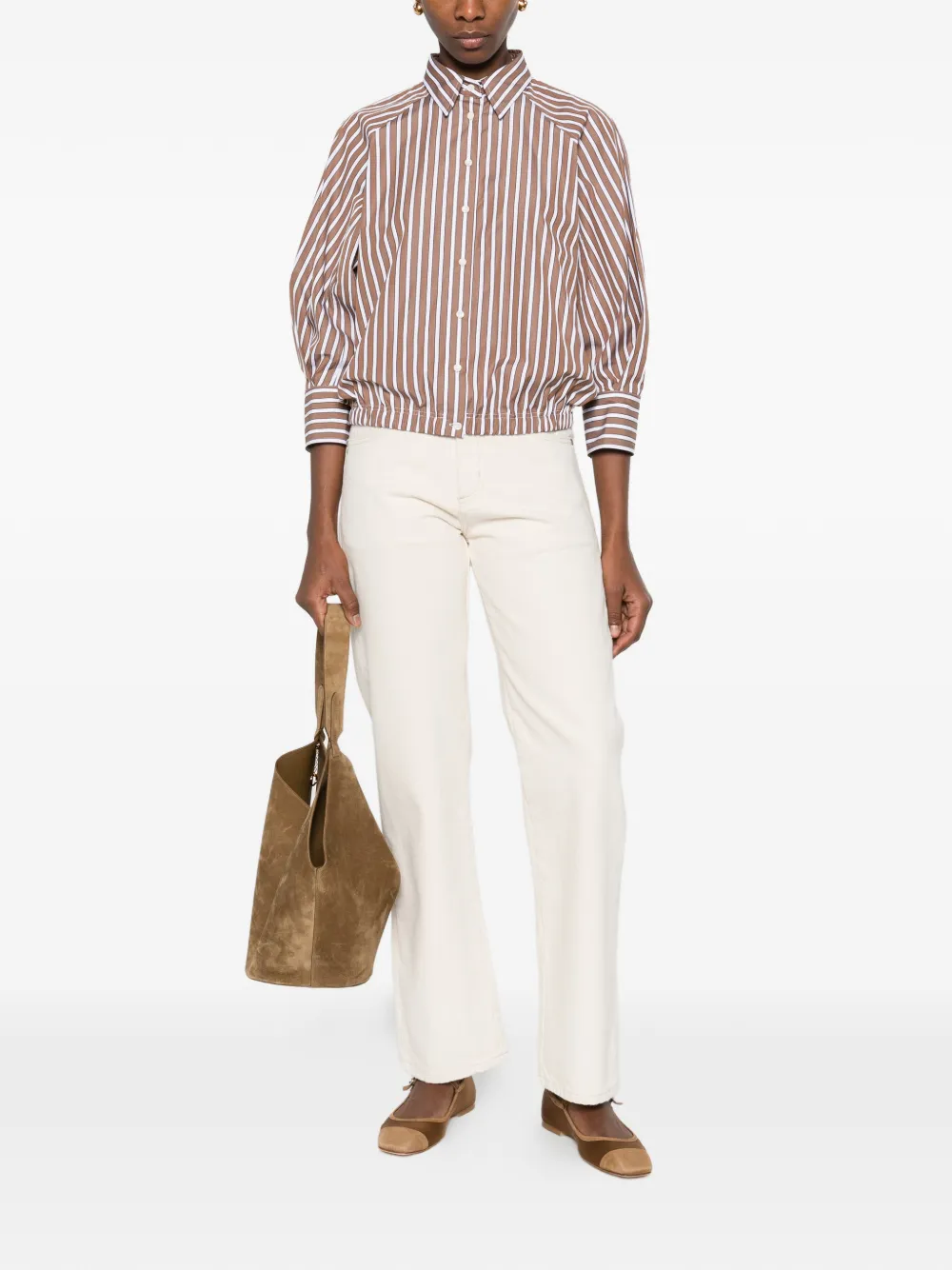 Brunello Cucinelli Gestreept blouse Bruin