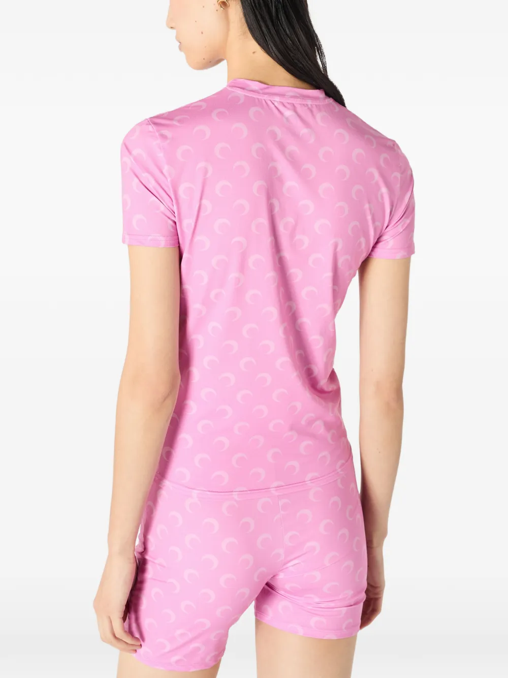Marine Serre Jersey top met ronde hals en korte mouwen Roze