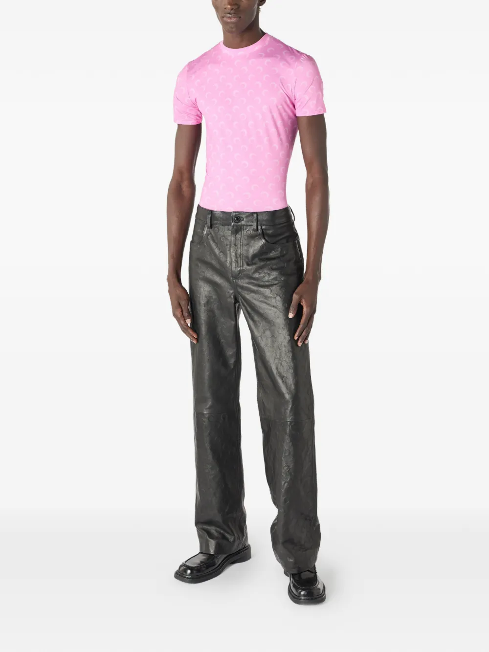 Marine Serre Jersey top met ronde hals en korte mouwen Roze