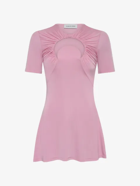 Marine Serre Moon-motif gathered mini dress