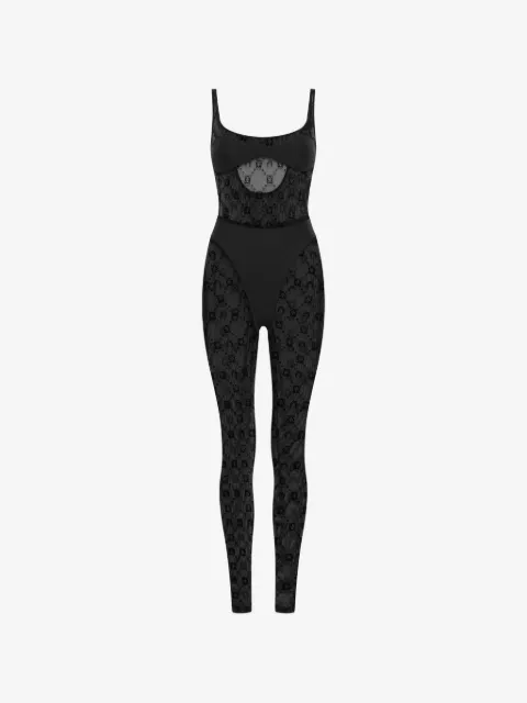 Marine Serre jumpsuit de malla con monograma