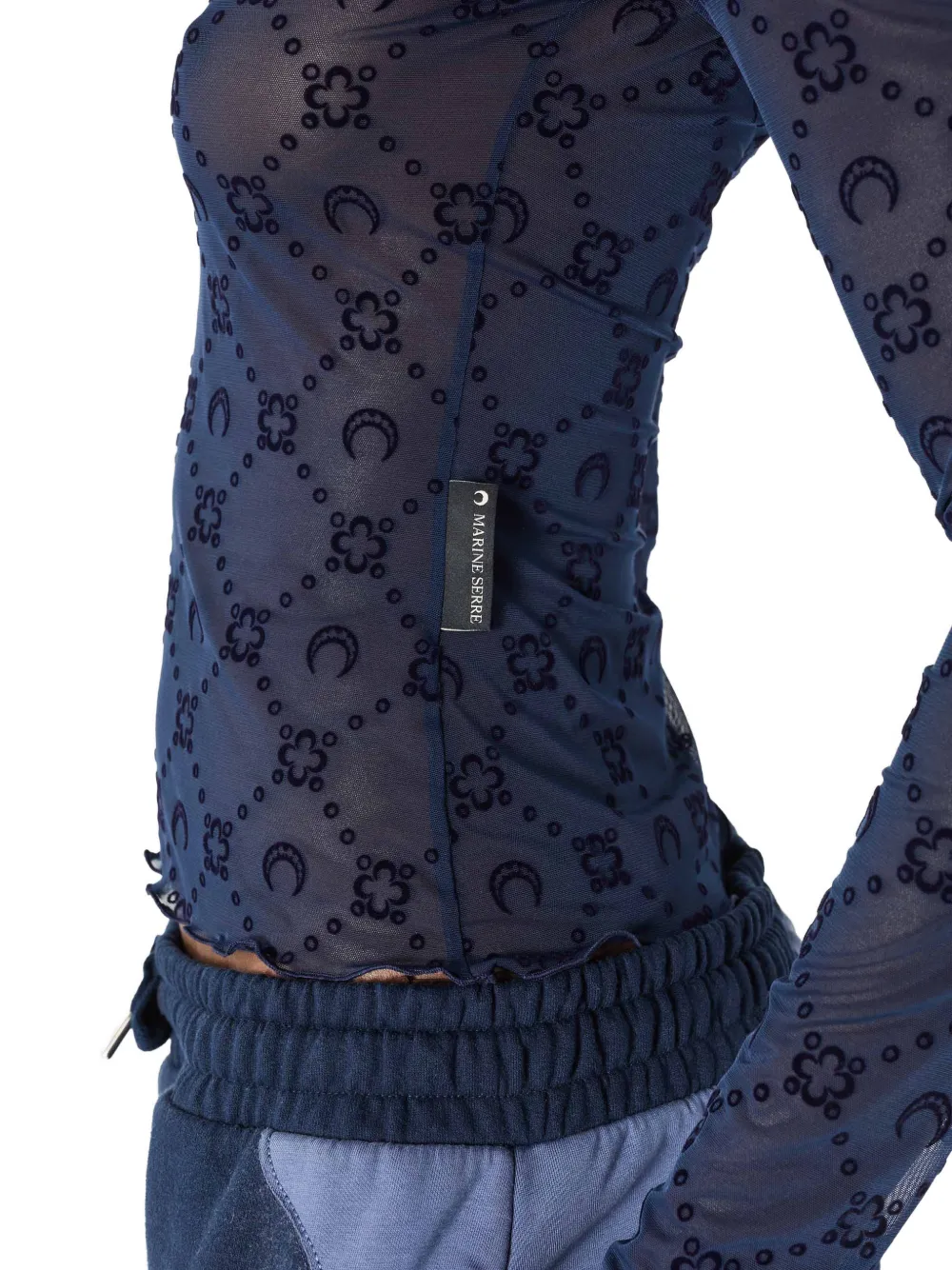 Marine Serre T-shirt met monogram en mesh Blauw