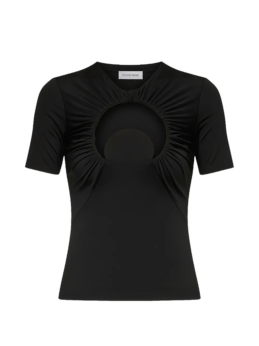 Marine Serre Moon-motif gathered T-shirt - Nero