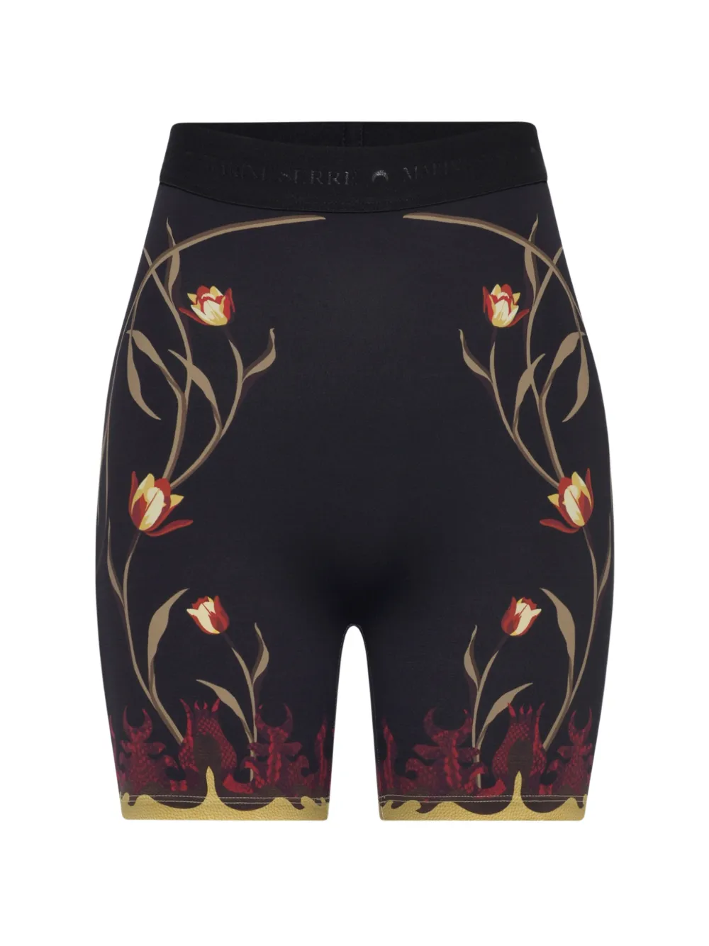 Marine Serre flowers-printe mini shorts - Nero