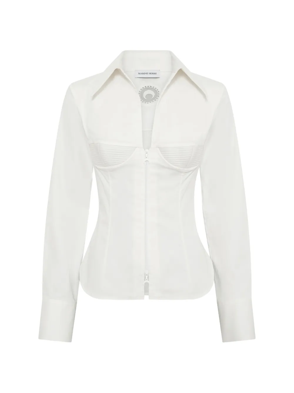 Marine Serre corset-style zipped shirt - Weiß