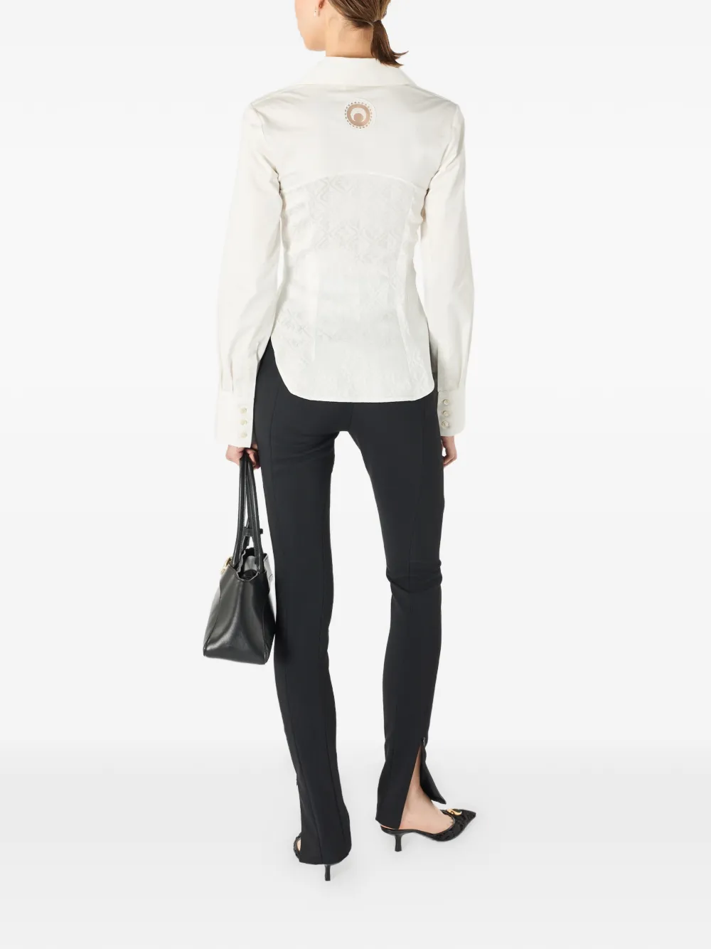 Marine Serre blouse met korset stijl en rits Wit