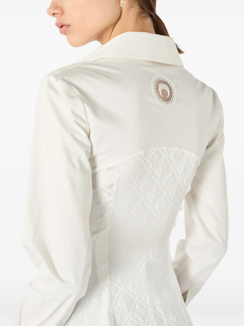 Marine Serre blouse met korset stijl en rits Wit