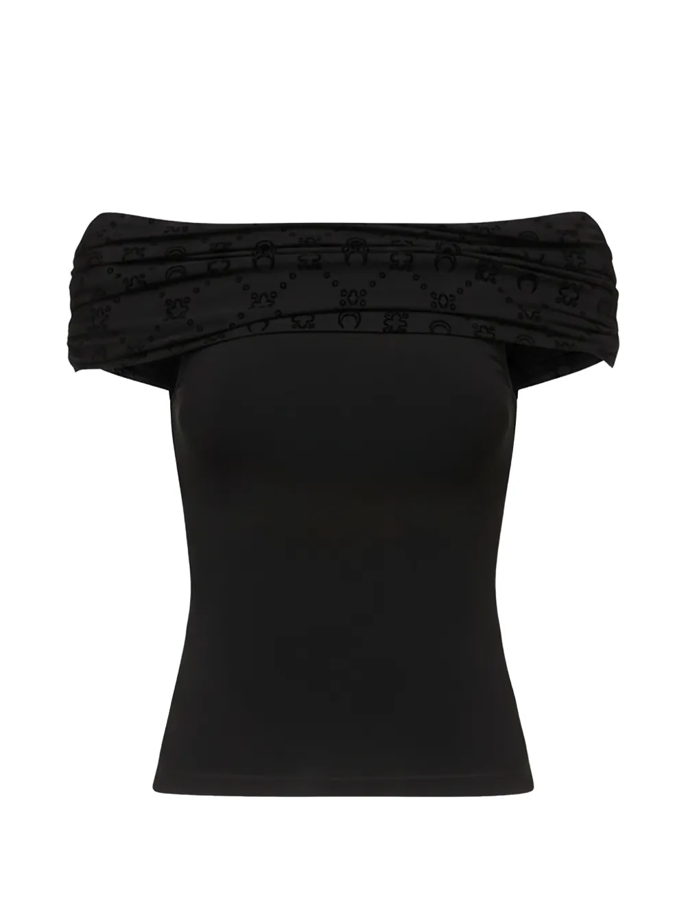 Marine Serre draped off-shoulder blouse - Nero