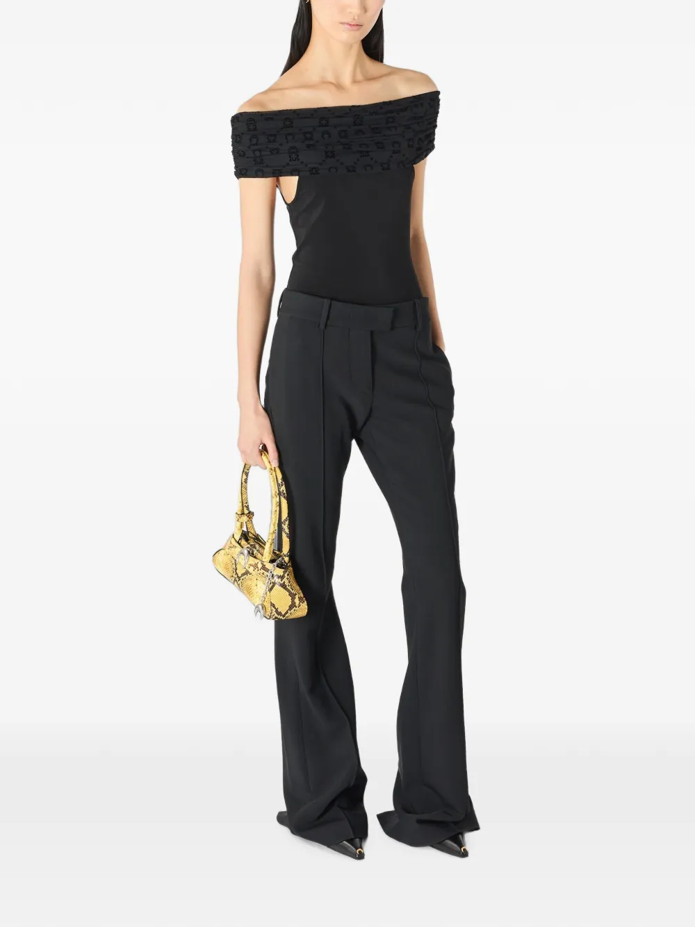 Marine Serre Off-shoulder blouse Zwart