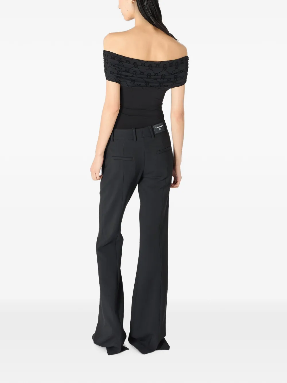 Marine Serre Off-shoulder blouse Zwart