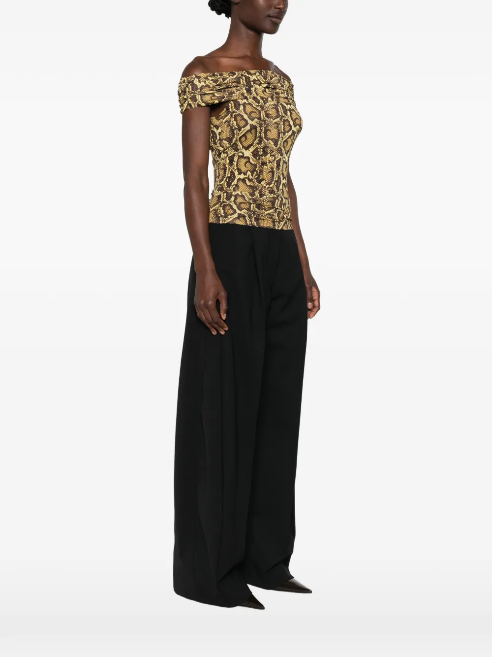 Marine Serre Gedrapeerde top met print Geel