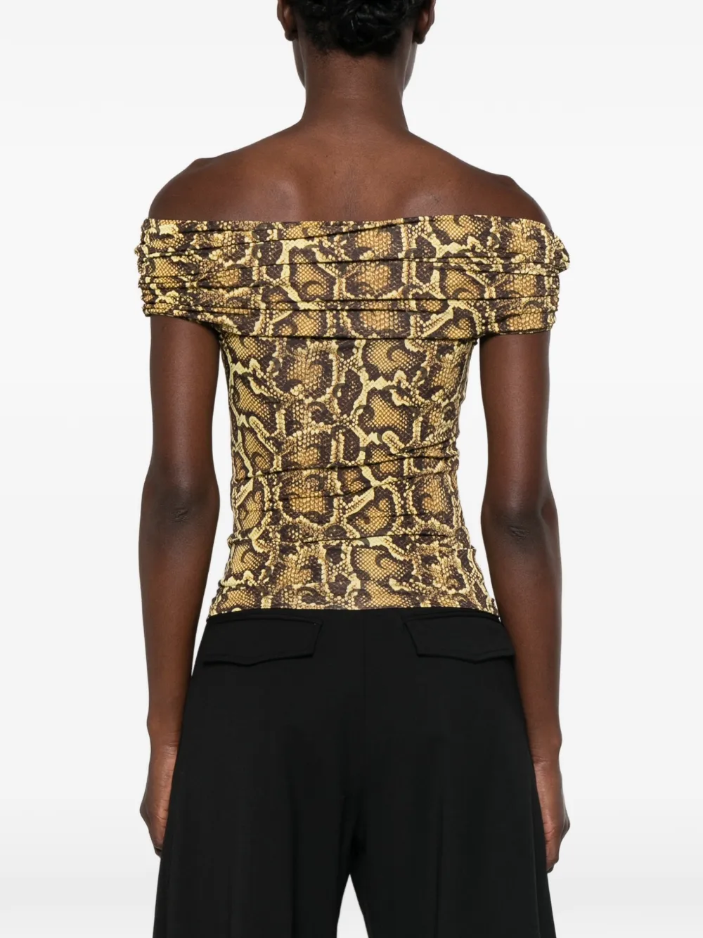 Marine Serre Gedrapeerde top met print Geel