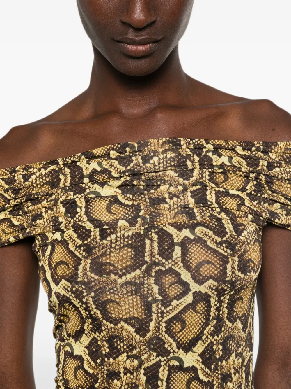 Marine Serre Gedrapeerde top met print Geel