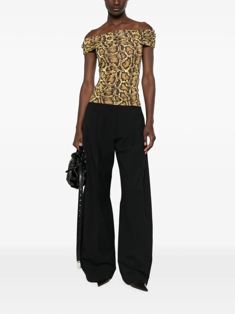 Marine Serre Gedrapeerde top met print Geel
