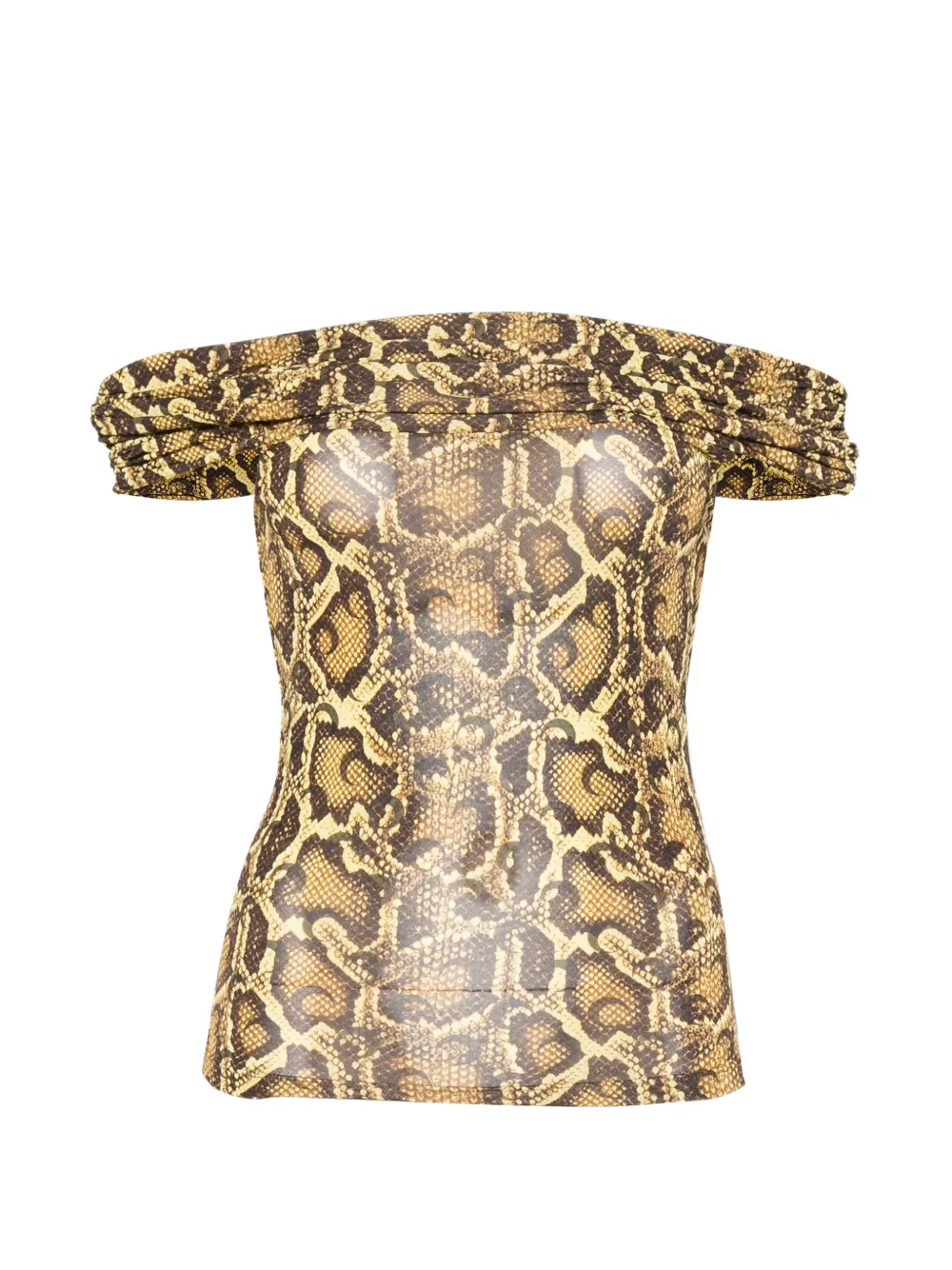 Marine Serre draped python-printed blouse - Giallo
