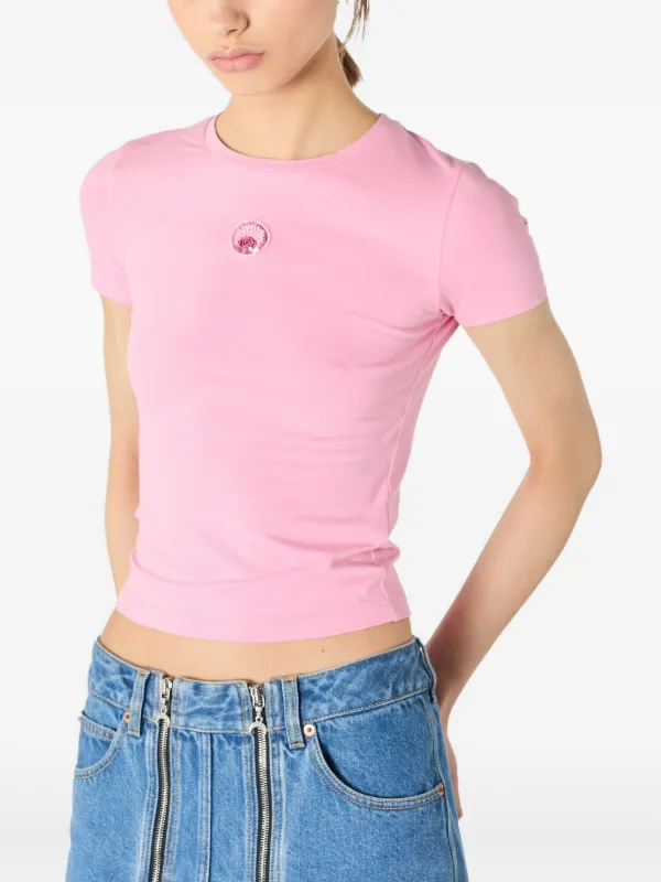 Marine Serre Pearl Logo Baby Fit T-shirt | Pink | FARFETCH