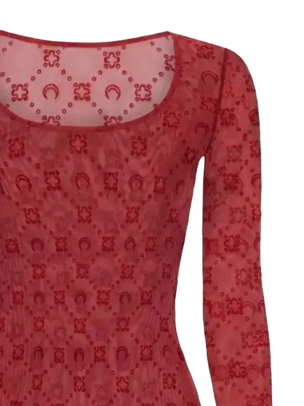 Marine Serre T-shirt met monogram en mesh Rood