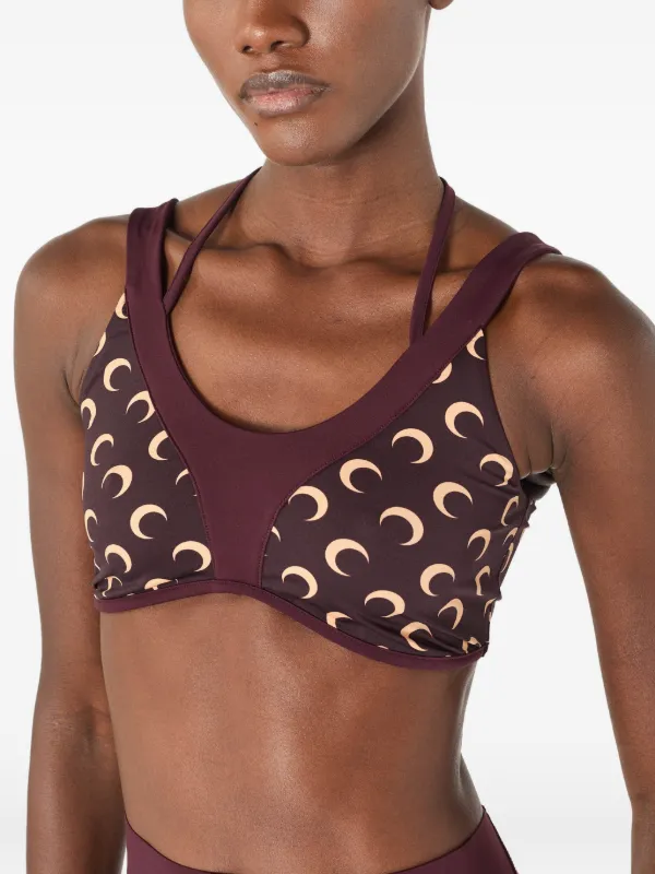 Marine Serre Athleisure moon-printed Bra Top | Red | FARFETCH UK