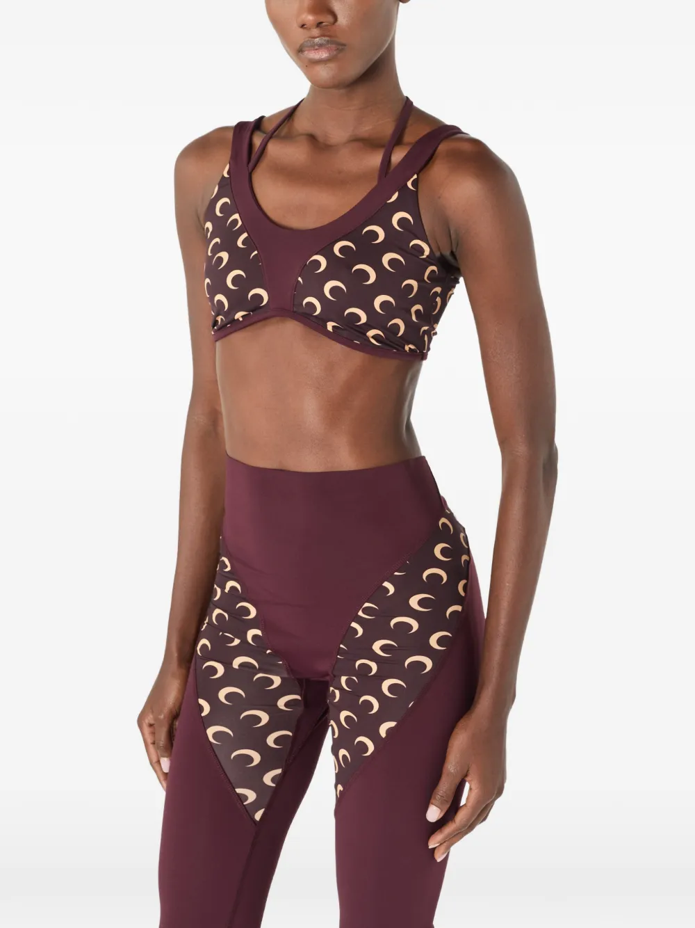 Marine Serre Athleisure sport-bh met maanprint Rood