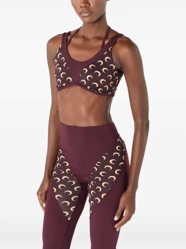 Marine Serre Athleisure moon-printed Bra Top | Red | FARFETCH UK