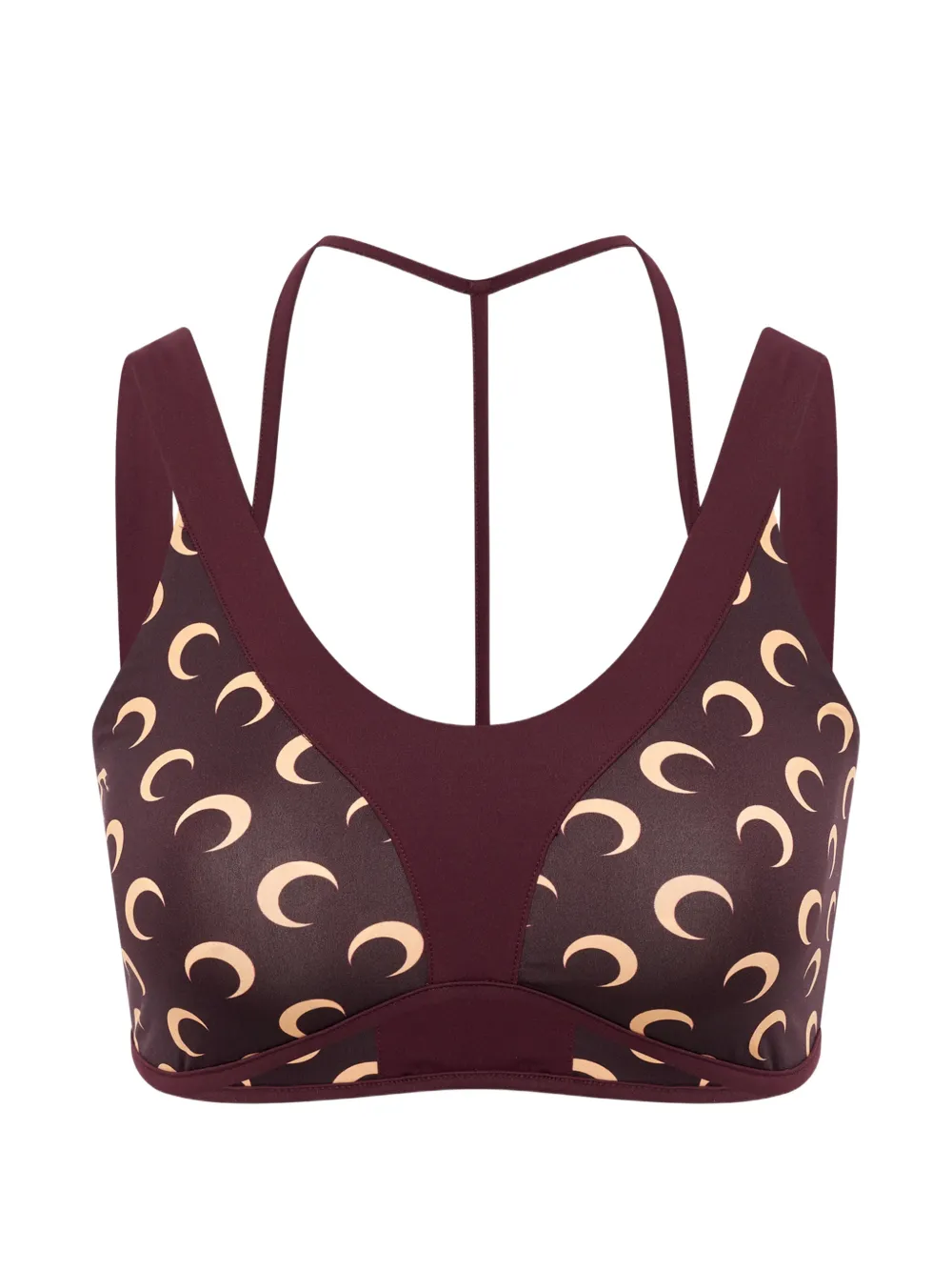 Marine Serre Athleisure moon-printed bra top - Rosso