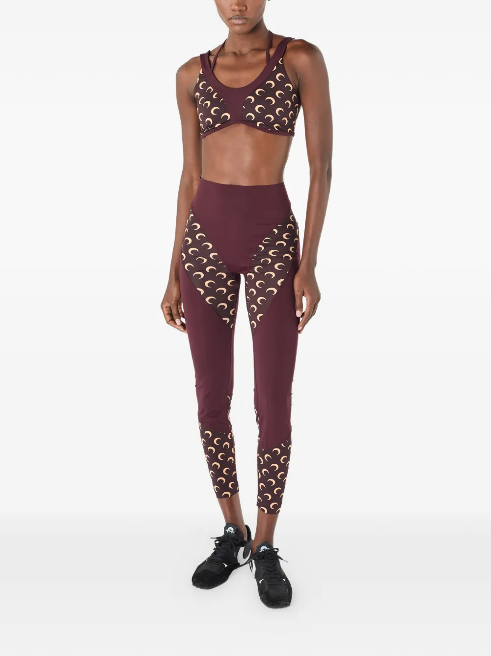 Marine Serre Athleisure moon-printed Bra Top | Red | FARFETCH UK