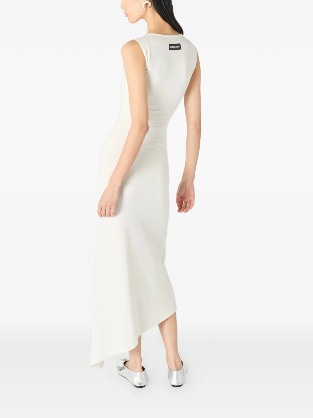 Marine Serre Asymmetrische midi-jurk met logo Wit