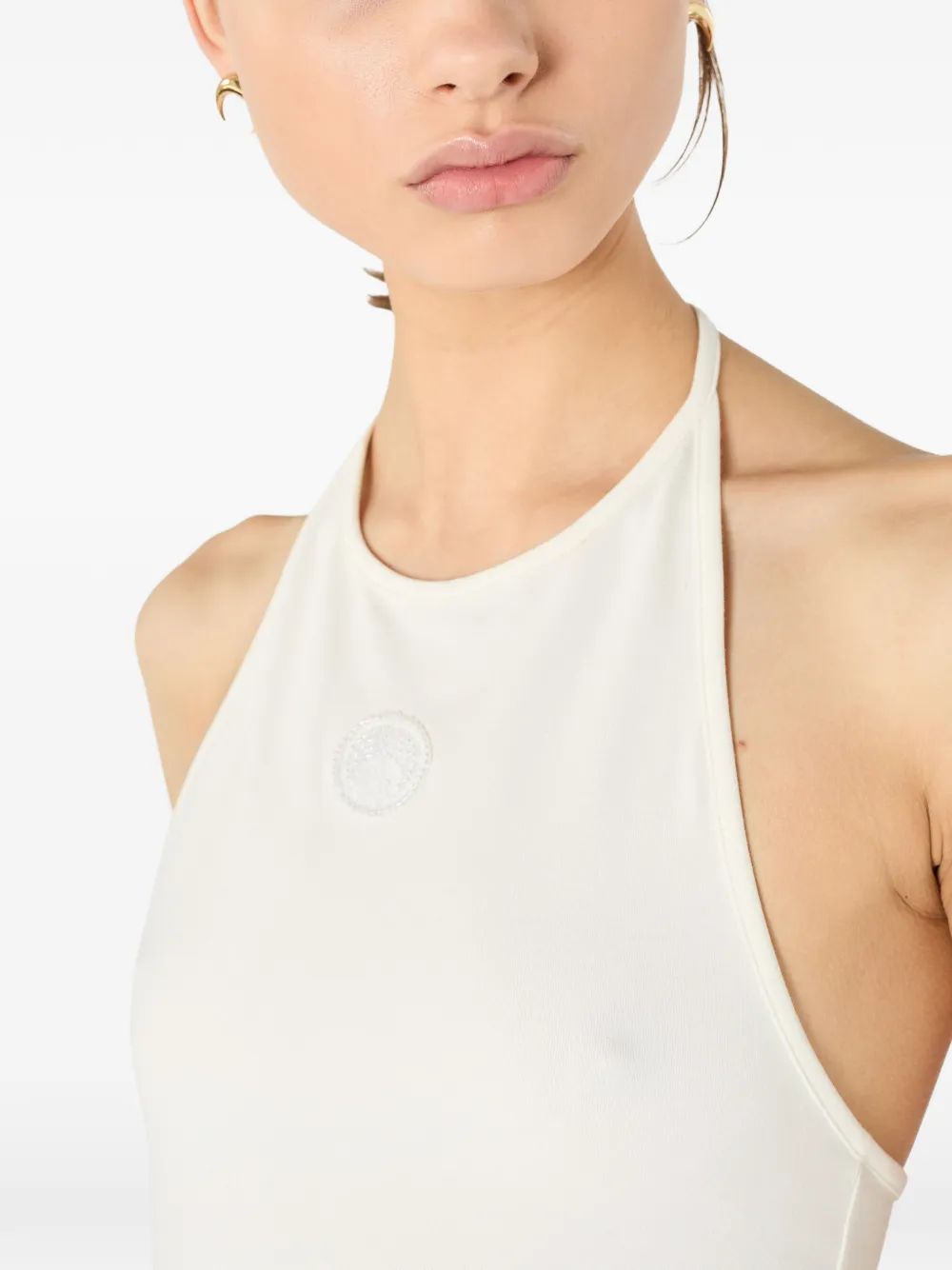 Marine Serre Top met halternek en logo Wit