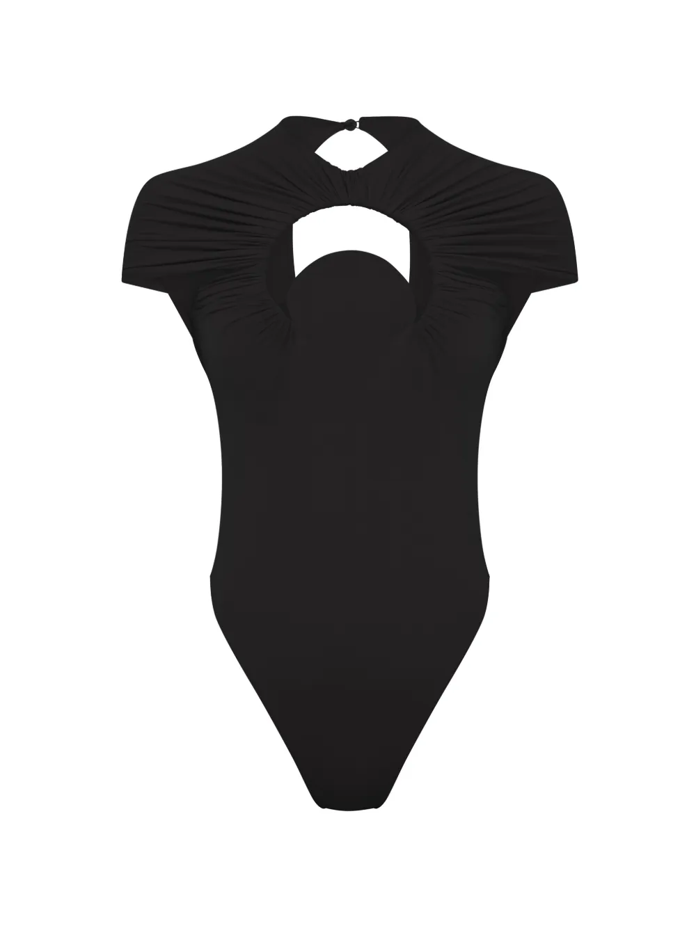 Marine Serre Moon gathered swimsuit - Schwarz