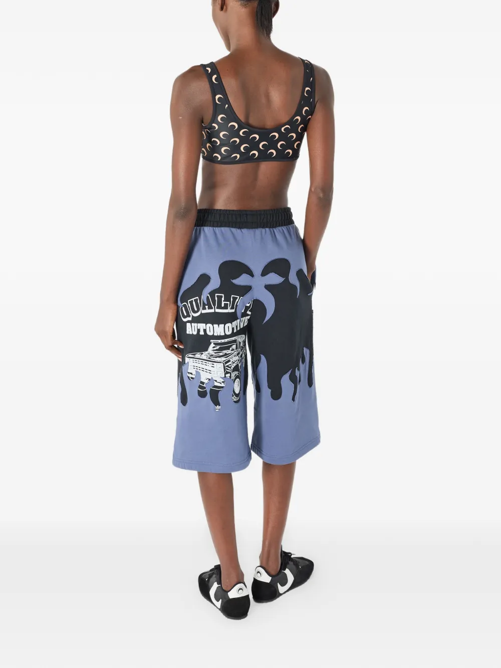 Marine Serre Jersey shorts met patchwork Blauw