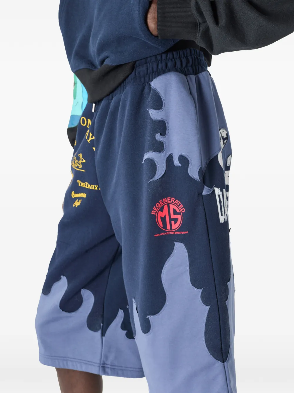 Marine Serre Jersey shorts met patchwork Blauw