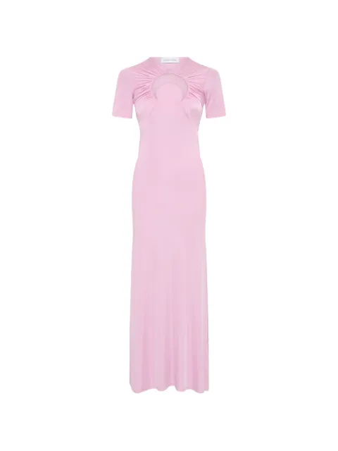 Marine Serre Moon-motif cut-out gathered maxi dress